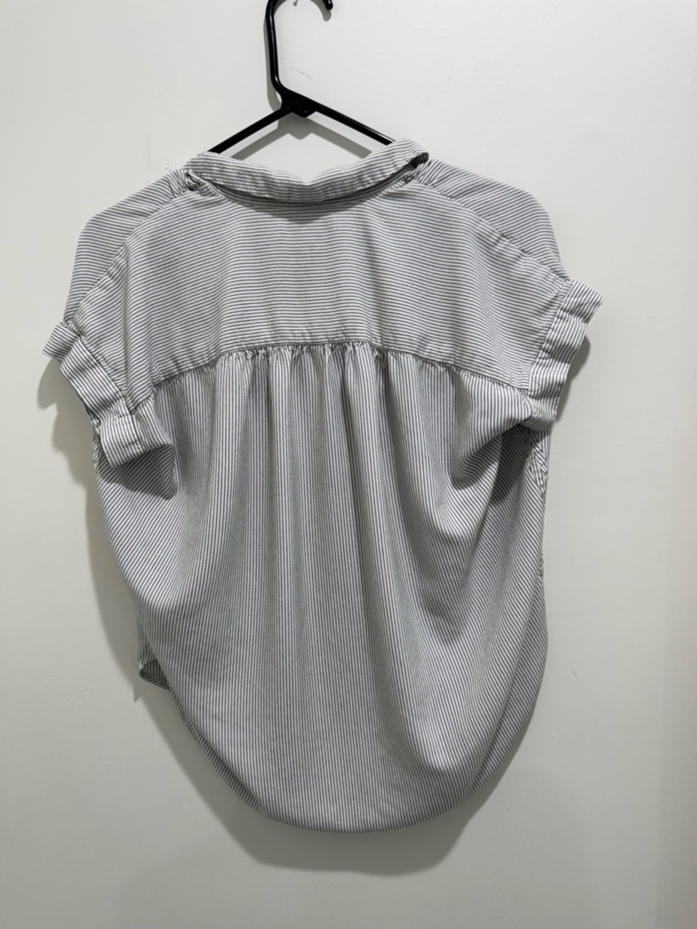 Madewell Striped Button Front Short Sleeve Popover Blouse White XXS - Picture 6 of 6